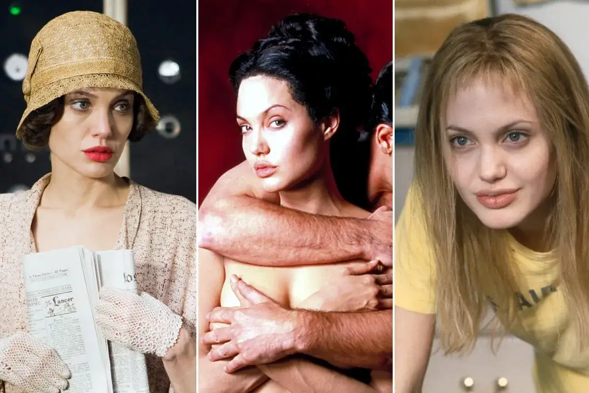 Angelina Jolie i hennes filmer. Tre olika uttryck från hennes karriär, från klassiskt till modernt.